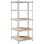 vidaXL Scaffale Angolare 5 Ripiani Argento Acciaio e Legno Multistrato vidaXL Scaffale Angolare 5 Ripiani Argento Acciaio e Legno Multistrato