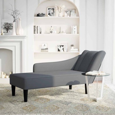 vidaXL Sdraio con Bracciolo Destro in Velluto Grigio Scuro