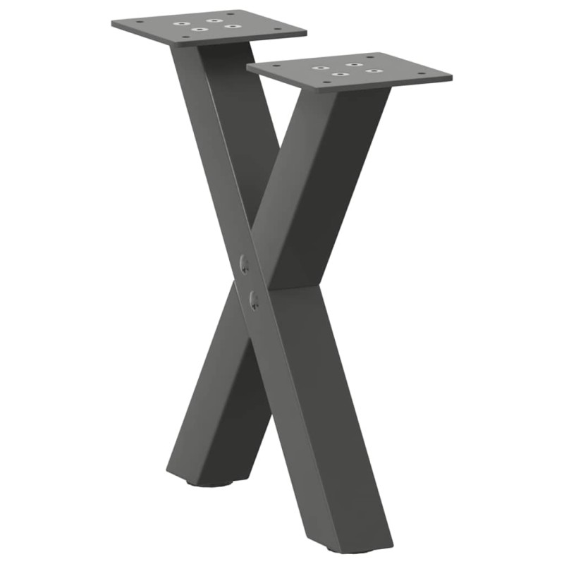 vidaXL Gambe Tavolino Caffè a X 2 pz Antracite 30x(30-31)cm in Acciaio