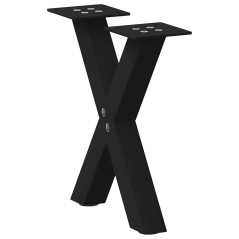 vidaXL Gambe Tavolino da Caffè a X 2 pz Nero 37x(30-31) cm in Acciaio
