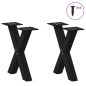 vidaXL Gambe Tavolino da Caffè a X 2 pz Nero 37x(30-31) cm in Acciaio