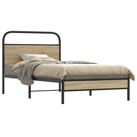 vidaXL Giroletto senza Materasso Rovere Fumo 90x200 cm in Truciolato