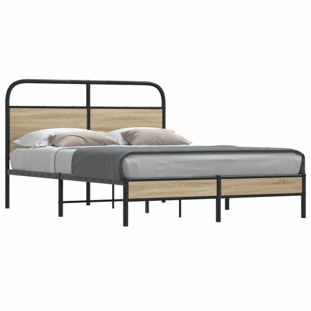 vidaXL Giroletto senza Materasso Rovere Fumo 140x190 cm in Truciolato