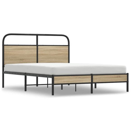 vidaXL Giroletto senza Materasso Rovere Fumo 140x190 cm in Truciolato