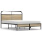 vidaXL Giroletto senza Materasso Rovere Fumo 140x190 cm in Truciolato