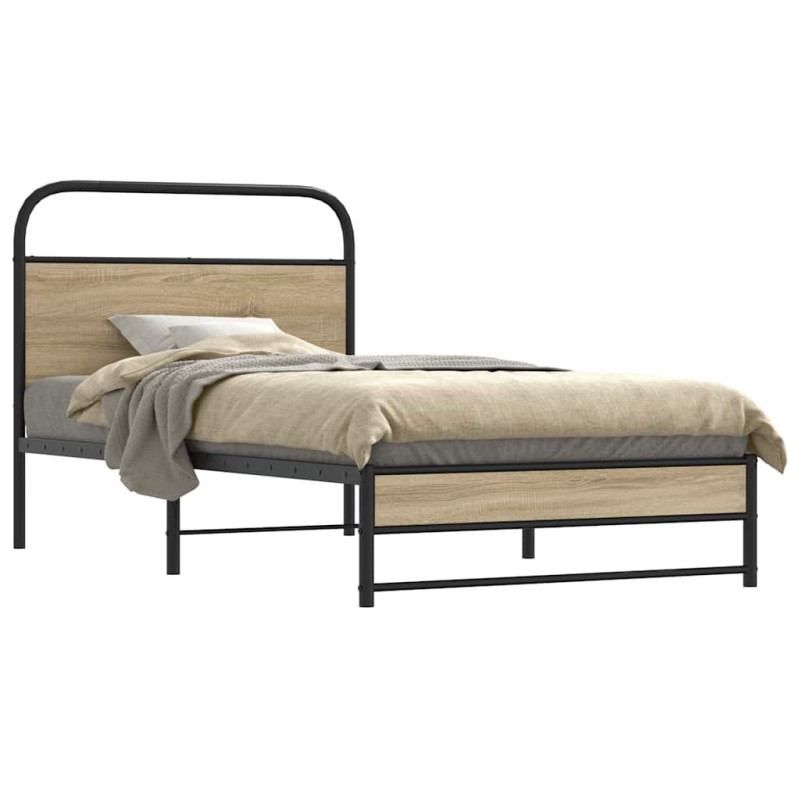 vidaXL Giroletto senza Materasso Rovere Fumo 100x190 cm in Truciolato