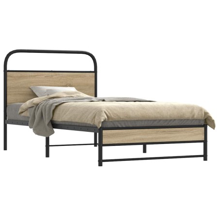 vidaXL Giroletto senza Materasso Rovere Fumo 100x190 cm in Truciolato