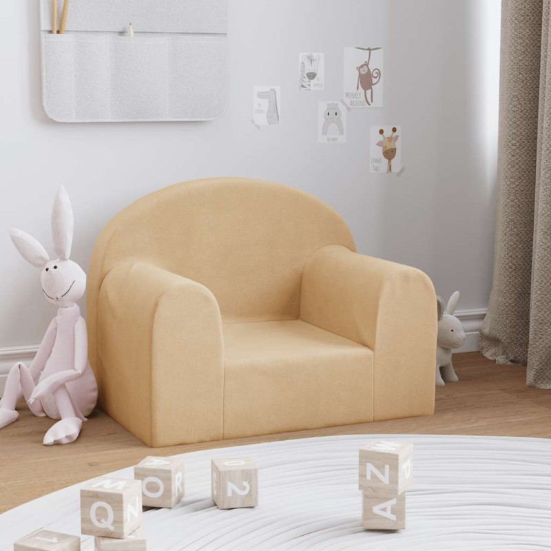 vidaXL Divano per Bambini Crema in Morbido Peluche vidaXL Divano per Bambini Crema in Morbido Peluche