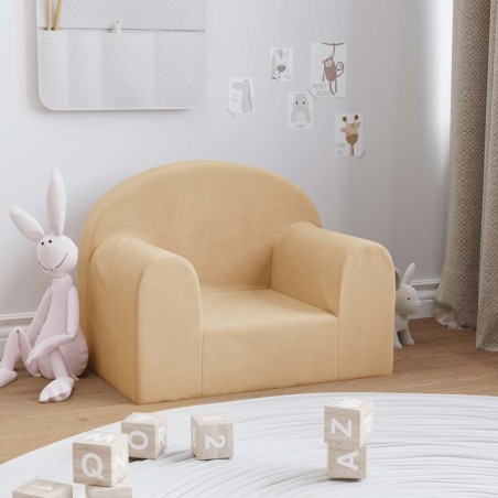 vidaXL Divano per Bambini Crema in Morbido Peluche