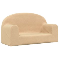 vidaXL Divano per Bambini a 2 Posti Crema in Morbido Peluche