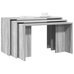 vidaXL Tavolini Impilabili 3 pz Grigio Sonoma in Legno Multistrato