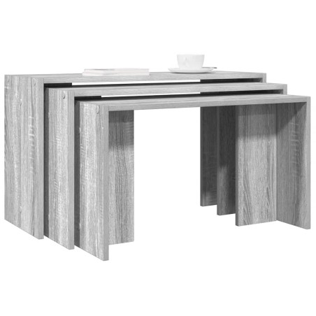 vidaXL Tavolini Impilabili 3 pz Grigio Sonoma in Legno Multistrato