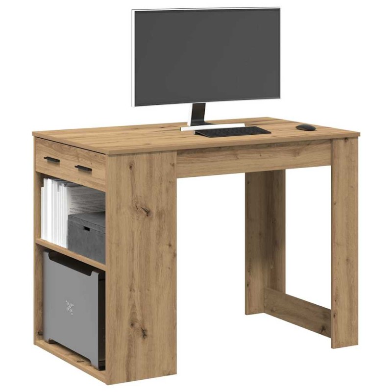 vidaXL Scrivania con Cassetto e Ripiano Rovere Artigianale vidaXL Scrivania con Cassetto e Ripiano Rovere Artigianale