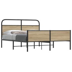 vidaXL Giroletto senza Materaso in Metallo Rovere Fumo 160x200 cm
