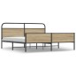 vidaXL Giroletto senza Materaso in Metallo Rovere Fumo 150x200 cm