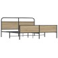 vidaXL Giroletto senza Materaso in Metallo Rovere Fumo 150x200 cm
