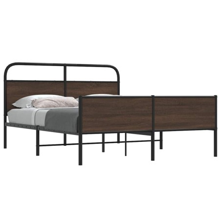 vidaXL Giroletto senza Materaso in Metallo Rovere Marrone 150x200 cm