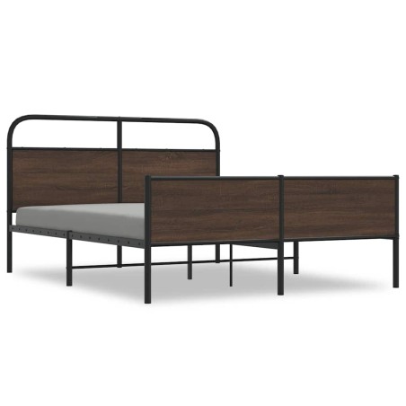 vidaXL Giroletto senza Materaso in Metallo Rovere Marrone 150x200 cm