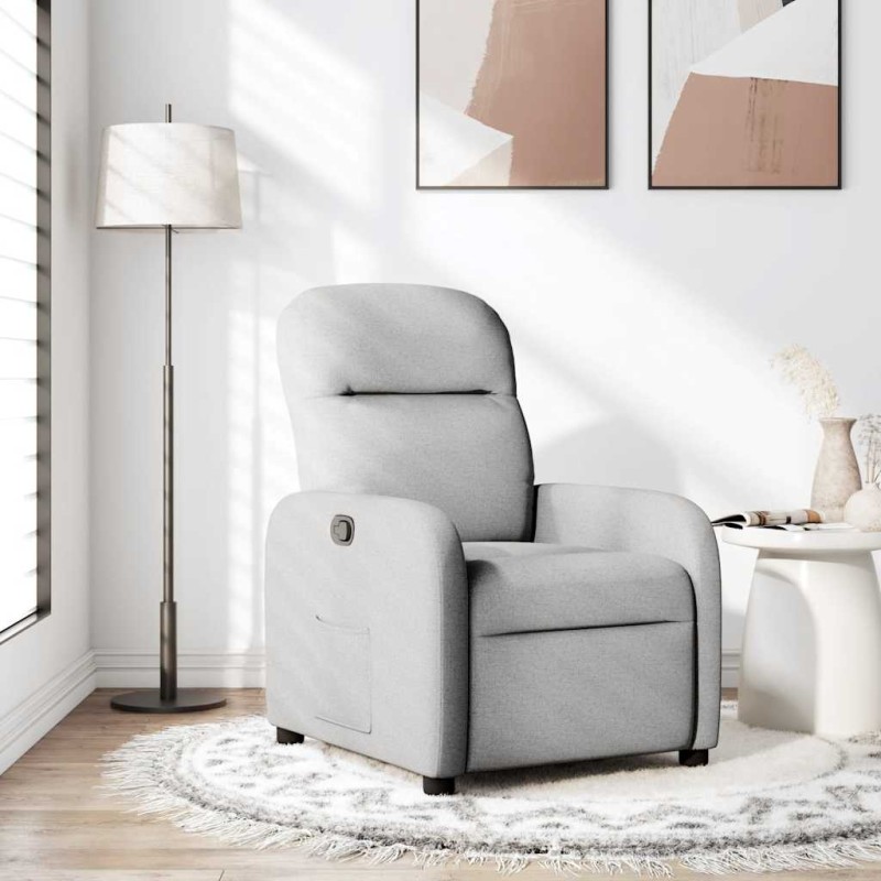 vidaXL Poltrona Reclinabile in Tessuto Grigio Nuvola