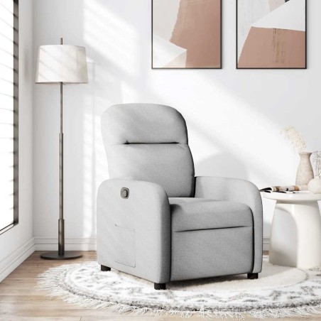 vidaXL Poltrona Reclinabile in Tessuto Grigio Nuvola
