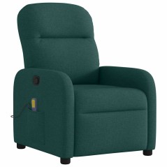 vidaXL Poltrona Massaggiante Reclinabile Verde Scuro in Tessuto
