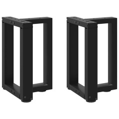 vidaXL Gambe Tavolino da Caffè a T 2 pz Nero 28x25x(42-43) cm Acciaio