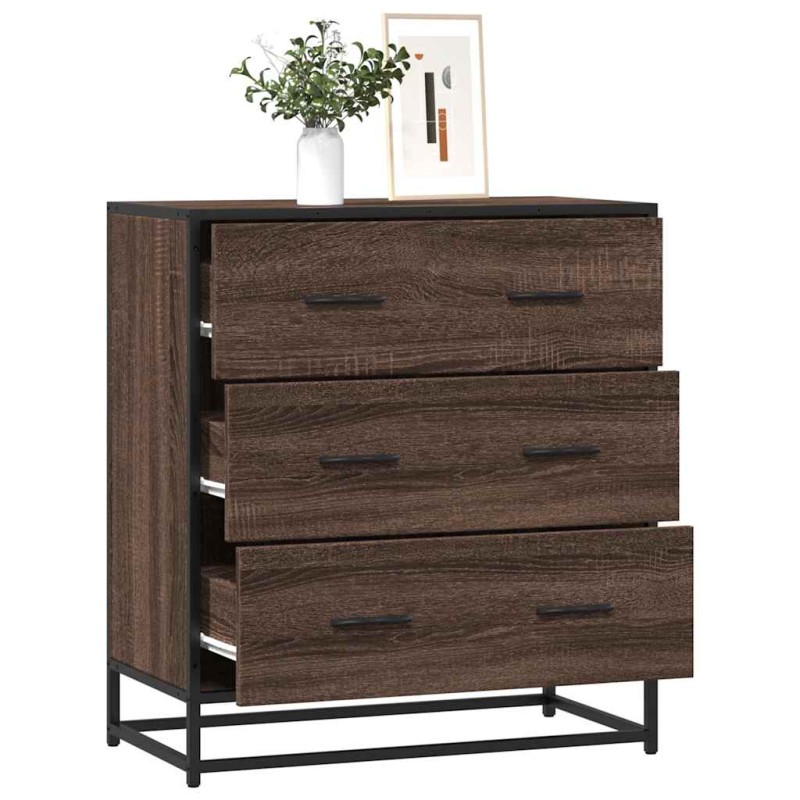 vidaXL Credenza Rovere Marrone 68x35x76 cm in Truciolato e Metallo vidaXL Credenza Rovere Marrone 68x35x76 cm in Truciolato e Metallo