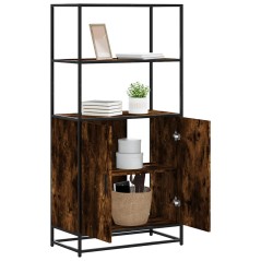 vidaXL Credenza Rovere Fumo 68x35x139 cm Legno Multistrato Metallo