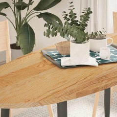 vidaXL Piano Tavolo Marrone Chiaro 140x60x2cm in Rovere Massello Ovale