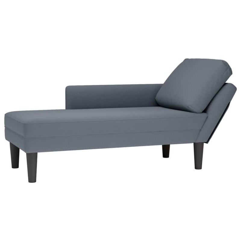 vidaXL Sdraio con Cuscino e Bracciolo Destro in Velluto Grigio Scuro vidaXL Sdraio con Cuscino e Bracciolo Destro in Velluto Grigio Scuro