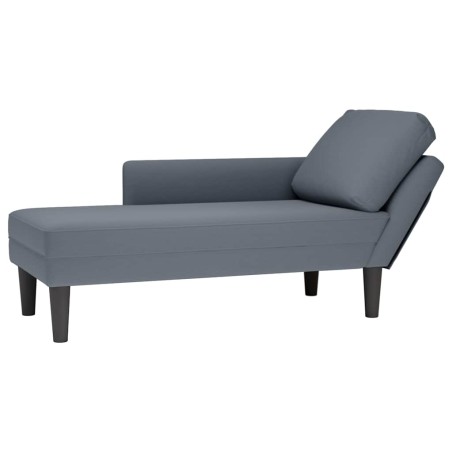 vidaXL Sdraio con Cuscino e Bracciolo Destro in Velluto Grigio Scuro