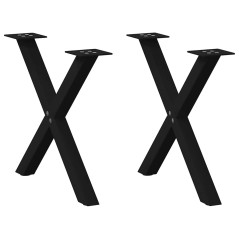 vidaXL Gambe Tavolino Caffè a X 2 pz Nero 60x(42-43)cm Acciaio