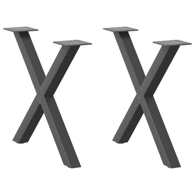 vidaXL Gambe Tavolino Caffè a X 2 pz Antracite 60x(42-43) cm Acciaio vidaXL Gambe Tavolino Caffè a X 2 pz Antracite 60x(42-43) cm Acciaio