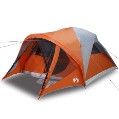 vidaXL Tenda Familiare a Tunnel 6Persone Grigia Arancione Impermeabile