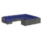 Set Divani da Giardino 11 pz con Cuscini in Polyrattan Grigio Set Divani da Giardino 11 pz con Cuscini in Polyrattan Grigio