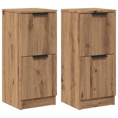 vidaXL Credenze 2 pz Rovere Artigianale 30x30x70 cm Legno Multistrato