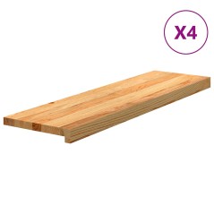 vidaXL Gradini 4 pz Marrone Chiaro 90x30x2 cm Legno Massello Rovere