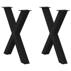 vidaXL Gambe Tavolo Pranzo a Forma X 2 pz Nero 80x(72-73) cm Acciaio