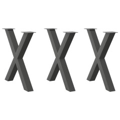 vidaXL Gambe Tavolo Pranzo a X 3 pz Antracite 80x(72-73) cm Acciaio