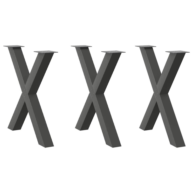 vidaXL Gambe Tavolo Pranzo a X 3 pz Antracite 80x(72-73) cm Acciaio vidaXL Gambe Tavolo Pranzo a X 3 pz Antracite 80x(72-73) cm Acciaio