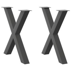 vidaXL Gambe Tavolo Pranzo a X 2 pz Antracite 80x(72-73) cm Acciaio