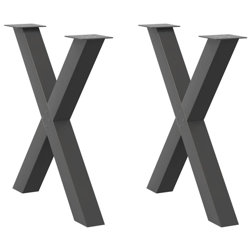 vidaXL Gambe Tavolo Pranzo a X 2 pz Antracite 80x(72-73) cm Acciaio