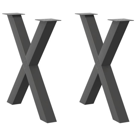 vidaXL Gambe Tavolo Pranzo a X 2 pz Antracite 80x(72-73) cm Acciaio