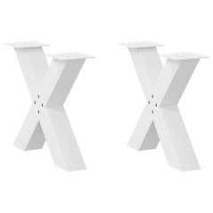 vidaXL Gambe Tavolino Caffè a X 2 pz Bianco 60x(42-43) cm Acciaio