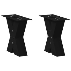 vidaXL Gambe Tavolino da Caffè a X 2 pz Nero 30x(30-31) cm in Acciaio