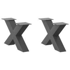 vidaXL Gambe Tavolino Caffè a X 2 pz Antracite 60x(30-31)cm in Acciaio