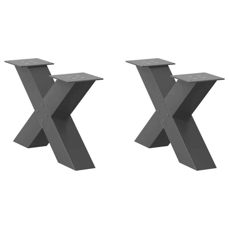 vidaXL Gambe Tavolino Caffè a X 2 pz Antracite 60x(30-31)cm in Acciaio vidaXL Gambe Tavolino Caffè a X 2 pz Antracite 60x(30-31)cm in Acciaio