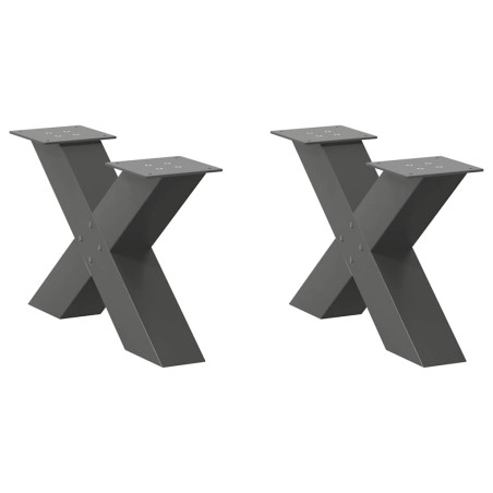 vidaXL Gambe Tavolino Caffè a X 2 pz Antracite 60x(30-31)cm in Acciaio