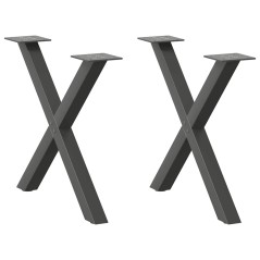 vidaXL Gambe Tavolino Caffè a X 2 pz Antracite 50x(42-43) cm Acciaio