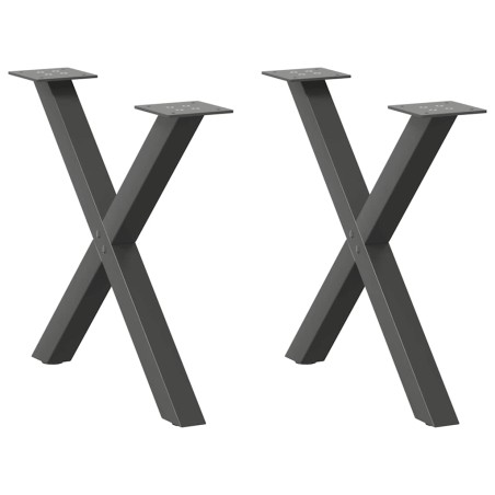 vidaXL Gambe Tavolino Caffè a X 2 pz Antracite 50x(42-43) cm Acciaio
